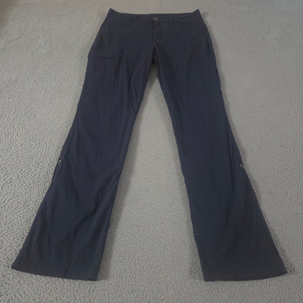 Eddie Bauer Pants Womens 12 Tall Navy Saturday Trail Roll Tab Straight Stretch